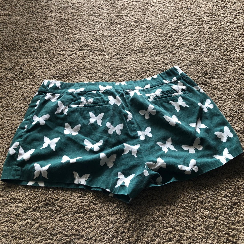 Green and white butterfly J.crew shorts